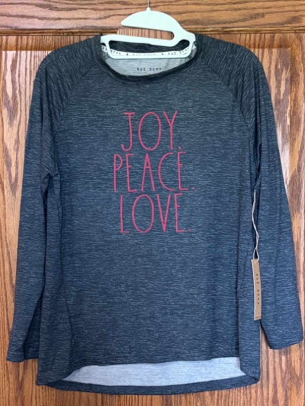 Rae Dunn Dark Gray Long Sleeve PJ Top Only of 2-piece set NWT Size S